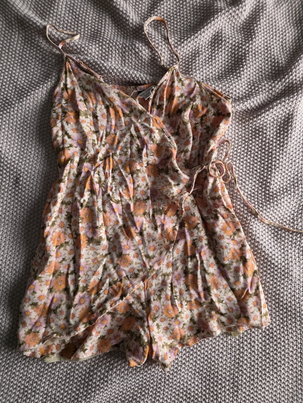 American Eagle Outfitters Floral Spaghetti Strap Romper in Pink and Orange